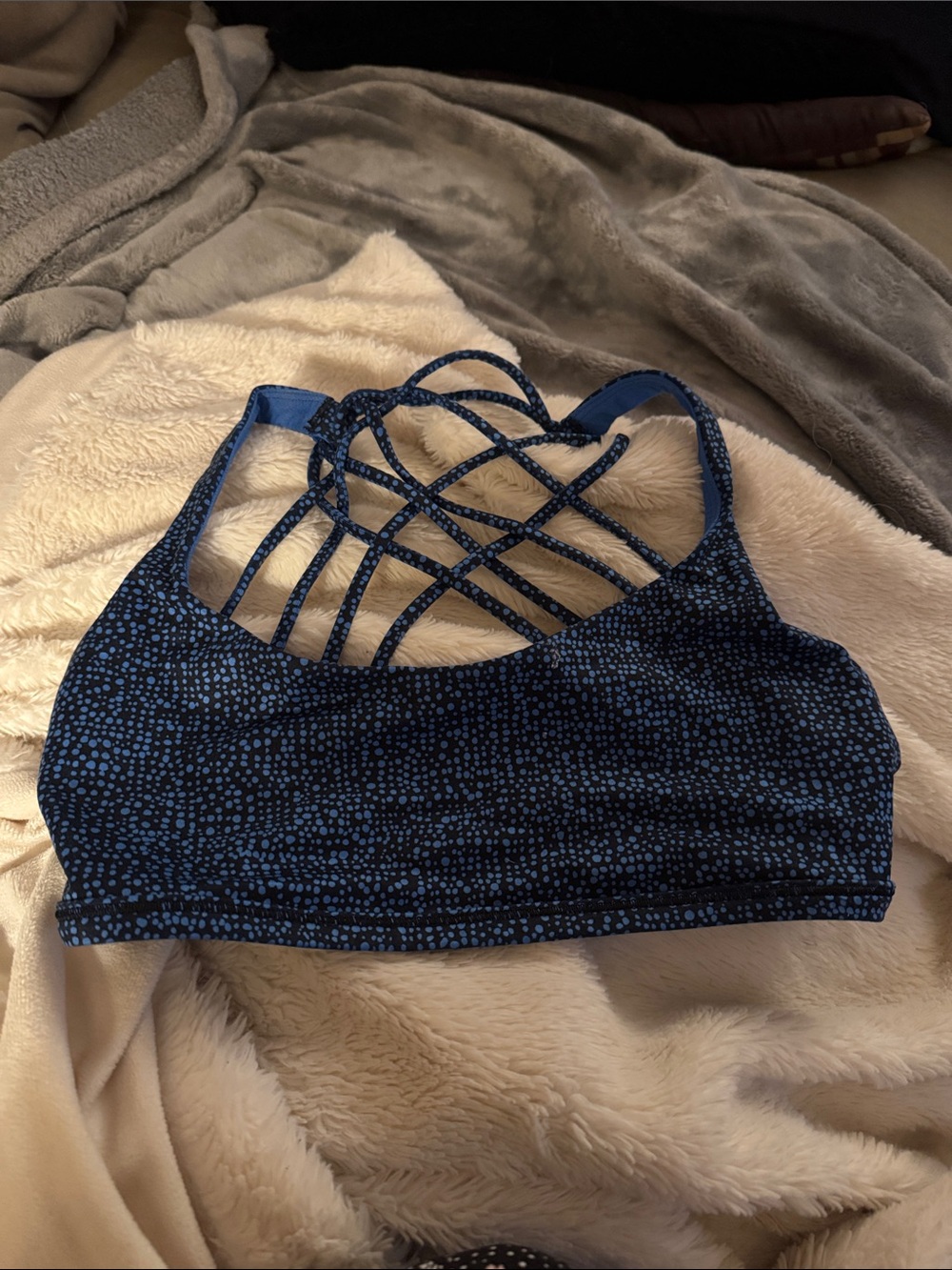 lululemon athletica Navy Blue Dot Strappy Sports Bra